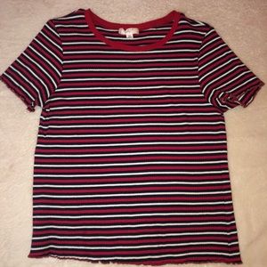 Red/Black/White Stripped shirt